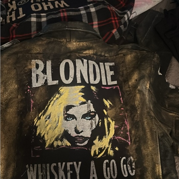 Men's Black Leather Jacket thick biker custom Blondie size 44 - Picture 2 of 2